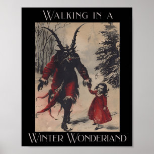 Retro Funny Walking in a Winter Wonderland Merry C Poster
