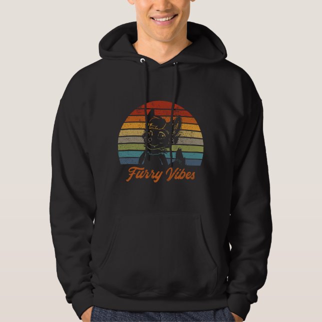 Retro Furry-fandom Furry-vibbar - Söt OwO Fursuit Hoodie (Framsida)