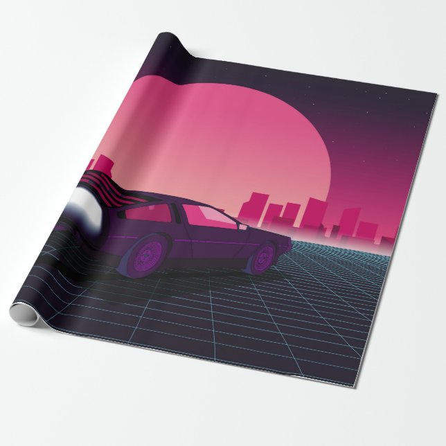 Retro future. 80s style sci-fi background with sup presentpapper (Utrullad)
