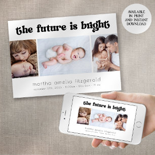 Retro Future är Bright Birth Notice Inbjudningar