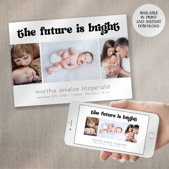 Retro Future är Bright Birth Notice Inbjudningar (Skapare uppladdad)