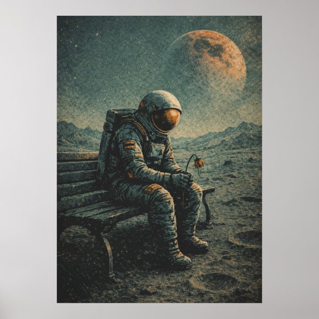 Retro-Future Astronaut, Sci-Fi Space Abstract Art Poster (Framsidan)