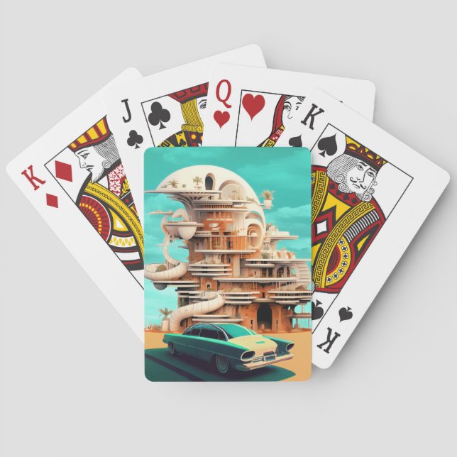 Retro Future Cars Cinematic Autos-uppspelningskort Casinokort (Baksidan)