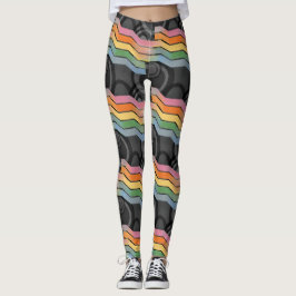 Retro Future Disco Regnbågsrand Leggings