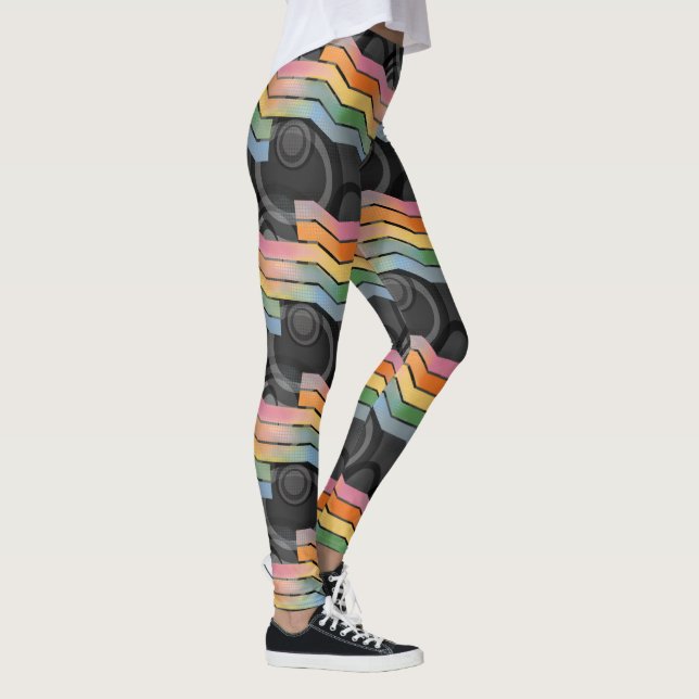 Retro Future Disco Regnbågsrand Leggings (Höger)