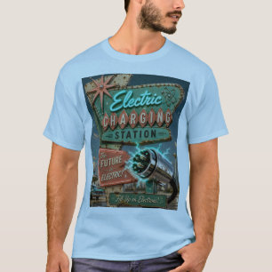 Retro Future Elbilsladdningsstation Vintage T Shirt