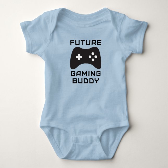 Retro Future Gaming Buddy Blue Bodydräkt Baby Gift Tee Shirt (Framsida)