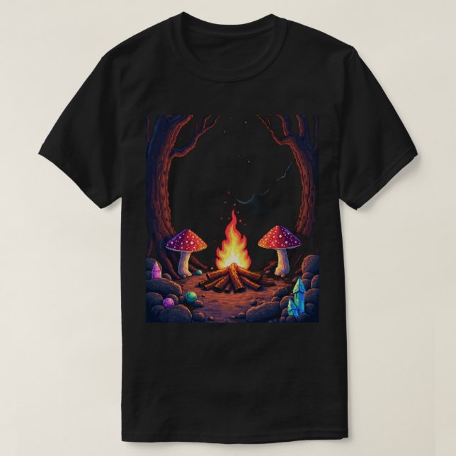 Retro Future Överlevnadsläger Pixel Art T Shirt (Design framsida)