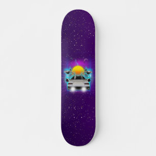 Retro Futurism Flies Car Spaceship Sp Wave Mini Skateboard Bräda 18,5 Cm