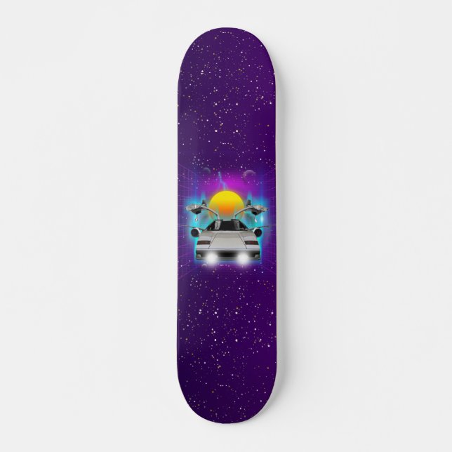 Retro Futurism Flies Car Spaceship Sp Wave Mini Skateboard Bräda 18,5 Cm (Framsida)