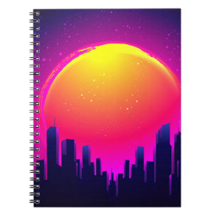 Retro Futurism. futuristiskans syntvågsillustratio Anteckningsbok