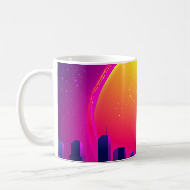Retro Futurism. futuristiskans syntvågsillustratio Kaffemugg (Vänster)