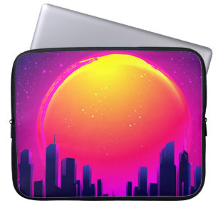 Retro Futurism. futuristiskans syntvågsillustratio Laptop Fodral