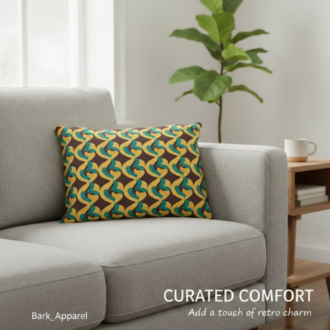 Retro Futurism Vågar Mönster Prydnadskudde (Skapare uppladdad)