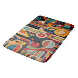 Retro-Futurist Abstract Geometric Bath Mat Badrumsmatta