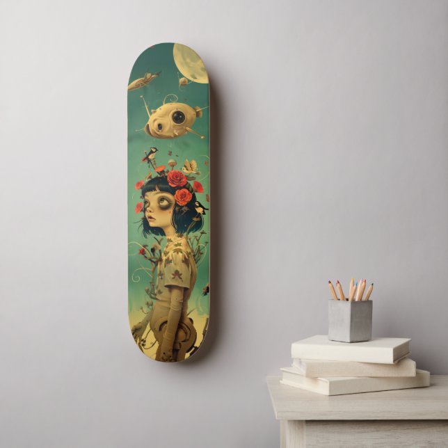 Retro-futurist fantasy wall art skateboard (Väggkonst)