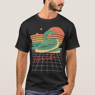 Retro Futuristic 80s Florida Sunset Snake Oversize T Shirt