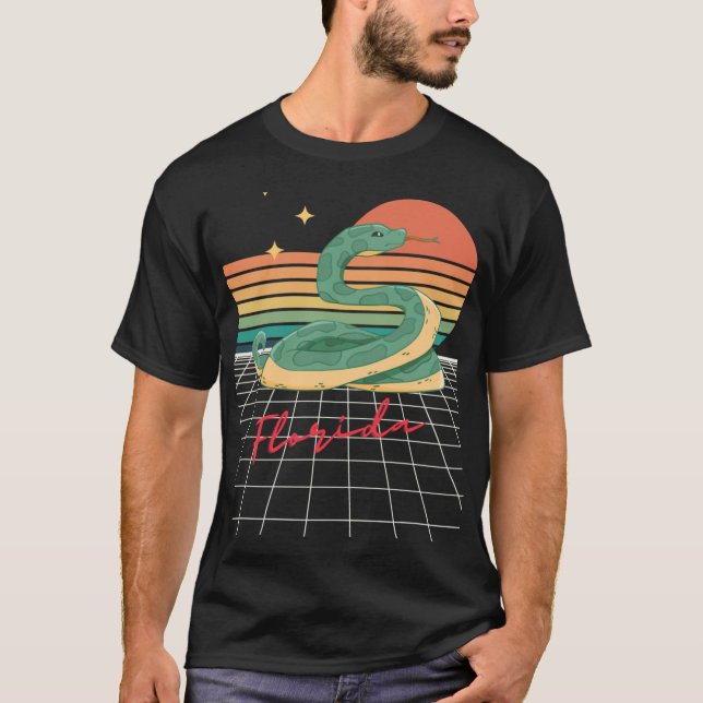 Retro Futuristic 80s Florida Sunset Snake Oversize T Shirt (Framsida)