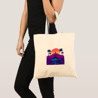 Retro-Futuristic Design Tote Bag Tygkasse