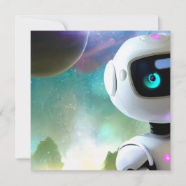 Retro Futuristic Friendly Robot Character Inbjudningar