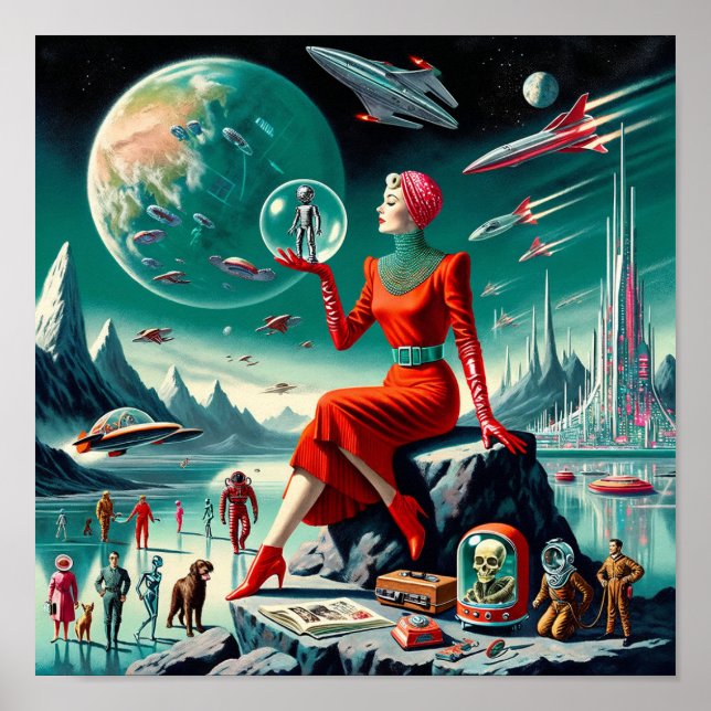 Retro Futuristic Illustration Poster (Framsidan)