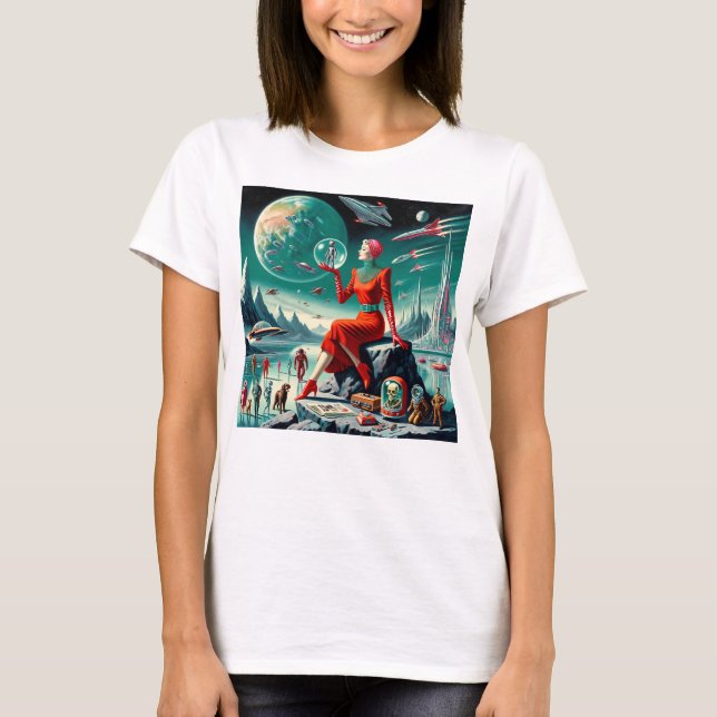 Retro Futuristic Illustration T Shirt (Framsida)