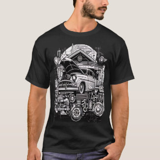 Retro-Futuristic Mechanical Workshop T Shirt
