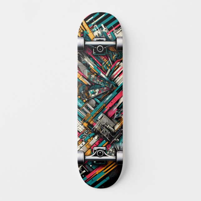 Retro-Futuristic Tech Street Art Skateboard 10 (Framsida)