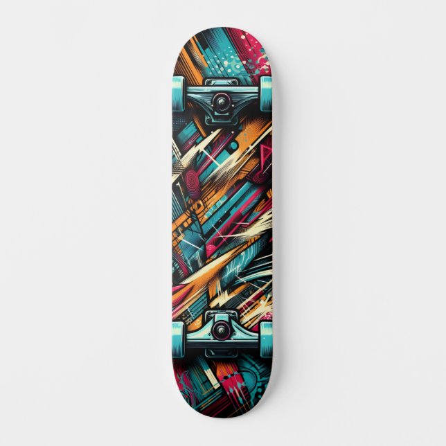 Retro-Futuristic Tech Street Art Skateboard 11 (Framsida)