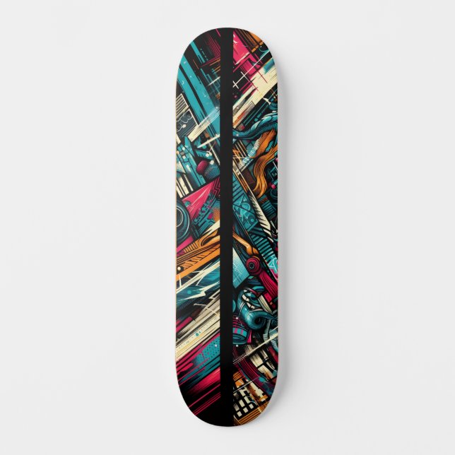Retro-Futuristic Tech Street Art Skateboard 12 (Framsida)