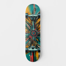 Retro-Futuristic Tech Street Art Skateboard 13