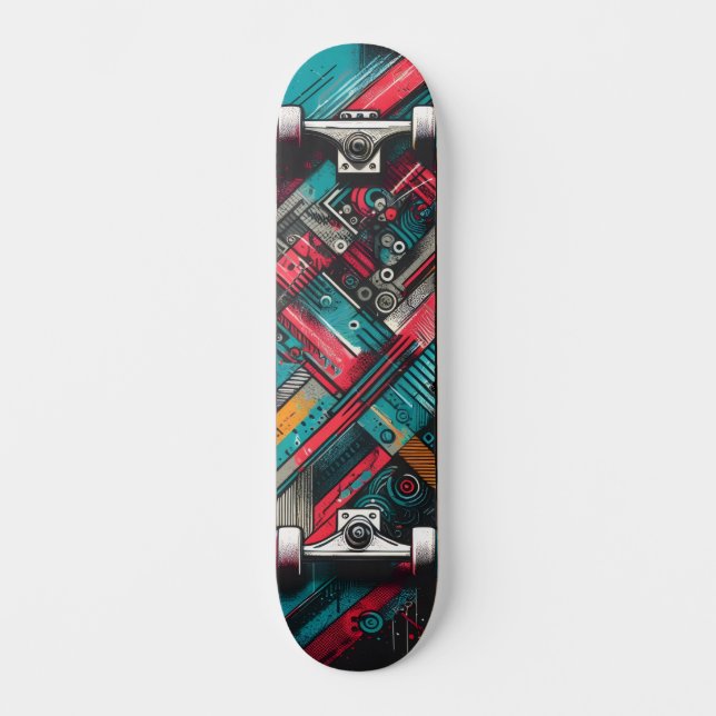 Retro-Futuristic Tech Street Art Skateboard 17 (Framsida)