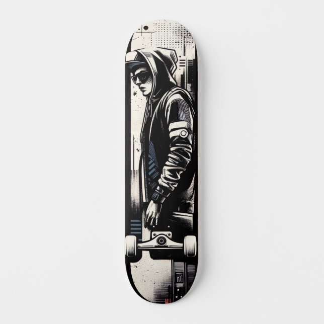 Retro-Futuristic Tech Street Art Skateboard 19 (Framsida)