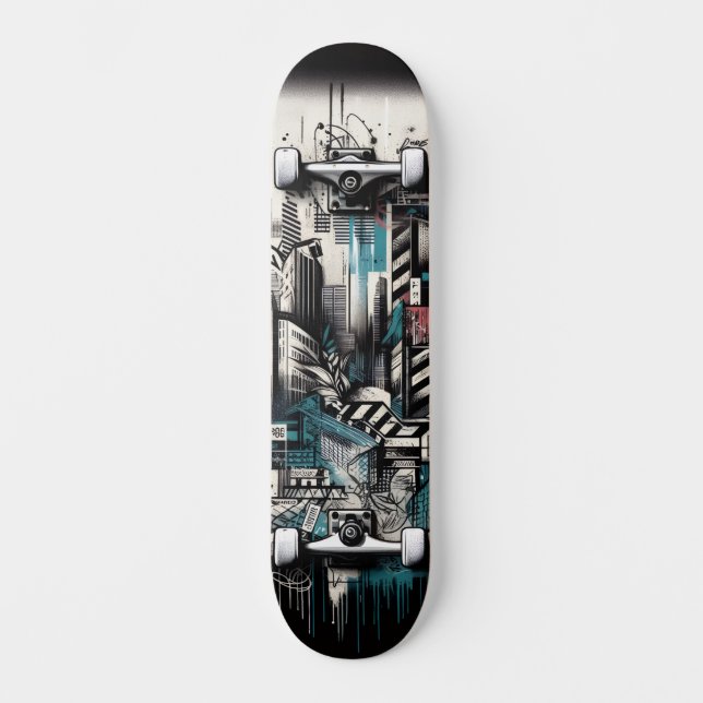 Retro-Futuristic Tech Street Art Skateboard 2 (Framsida)