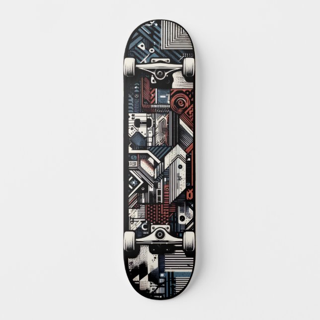 Retro-Futuristic Tech Street Art Skateboard 20 (Framsida)