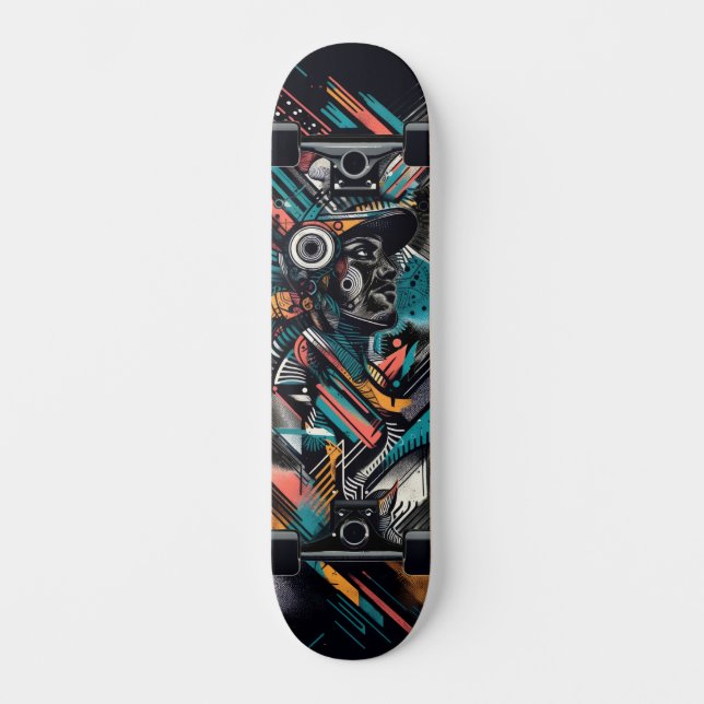 Retro-Futuristic Tech Street Art Skateboard 21 (Framsida)