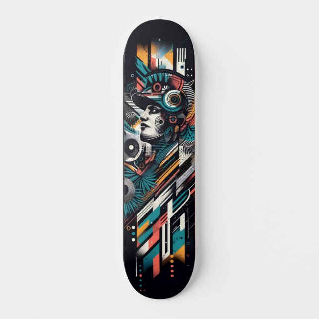 Retro-Futuristic Tech Street Art Skateboard 22 (Framsida)