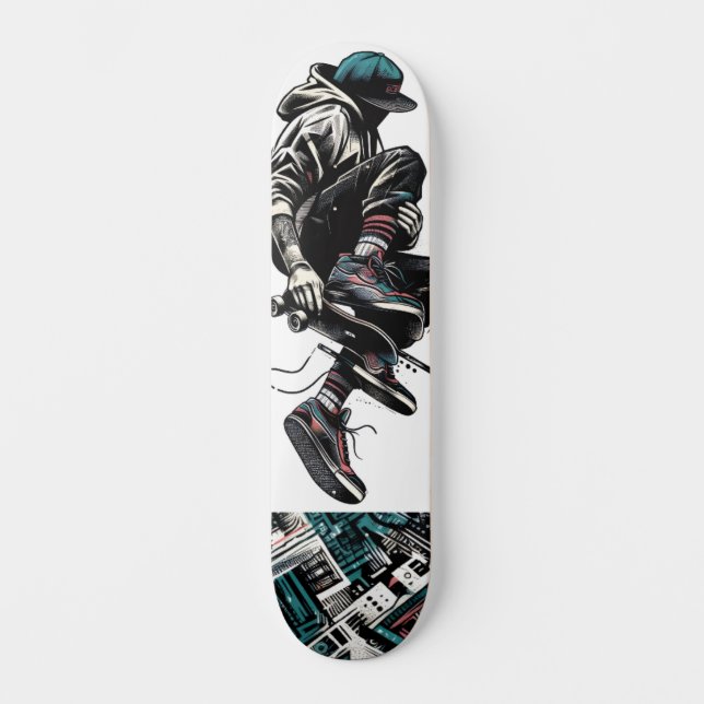 Retro-Futuristic Tech Street Art Skateboard 23 (Framsida)