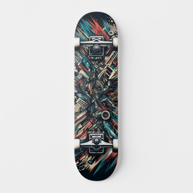 Retro-Futuristic Tech Street Art Skateboard 32 (Framsida)
