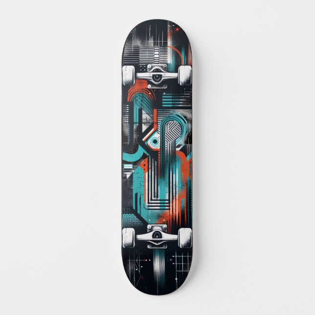 Retro-Futuristic Tech Street Art Skateboard 36 (Framsida)