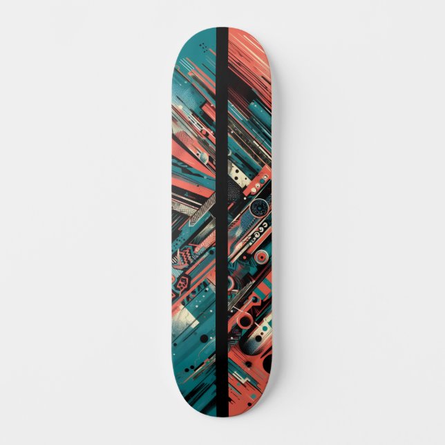 Retro-Futuristic Tech Street Art Skateboard 38 (Framsida)