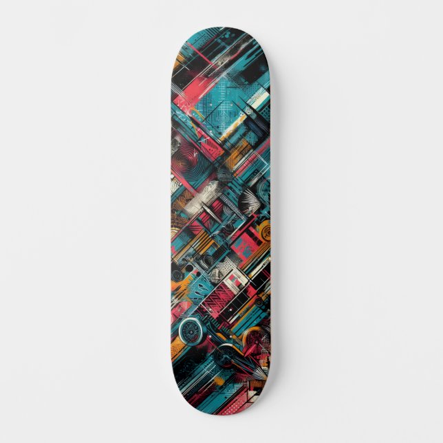 Retro-Futuristic Tech Street Art Skateboard 39 (Framsida)