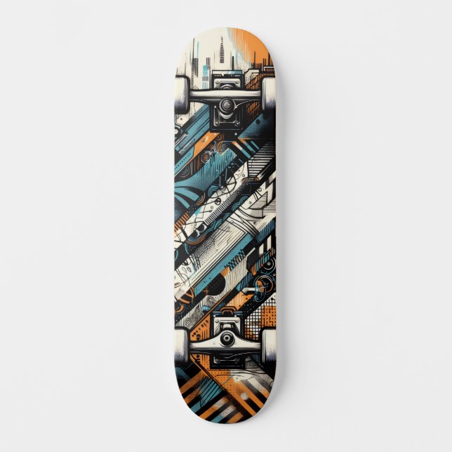 Retro-Futuristic Tech Street Art Skateboard 4 (Framsida)
