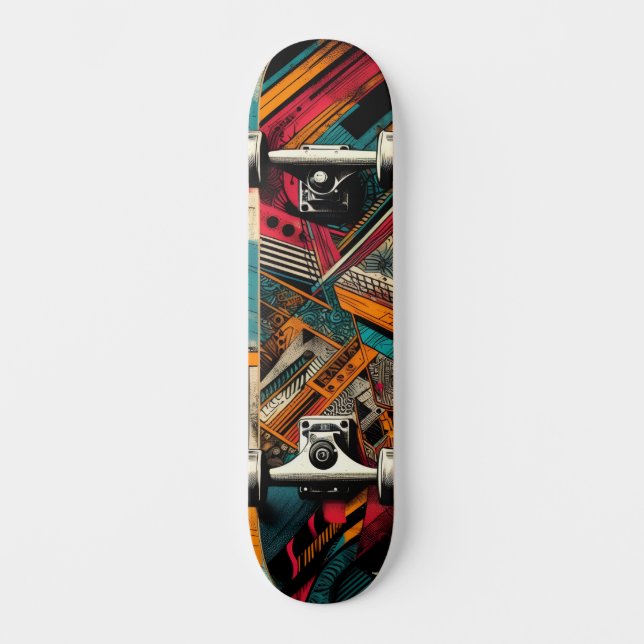Retro-Futuristic Tech Street Art Skateboard 40 (Framsida)