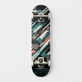 Retro-Futuristic Tech Street Art Skateboard 5