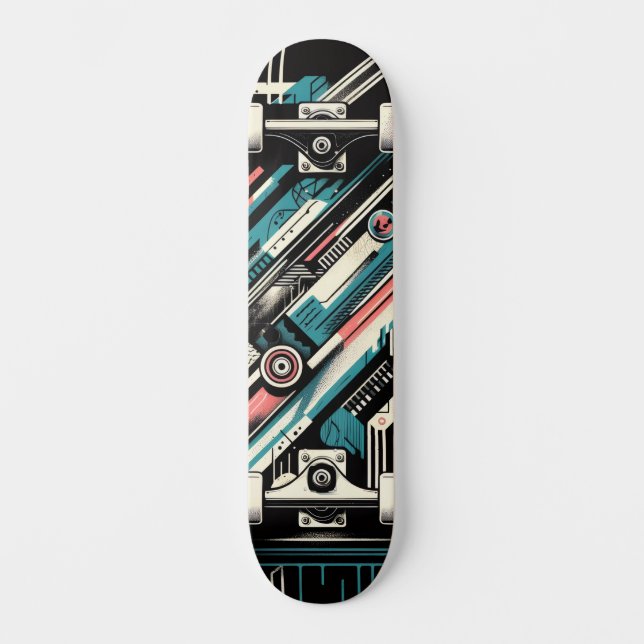 Retro-Futuristic Tech Street Art Skateboard 5 (Framsida)