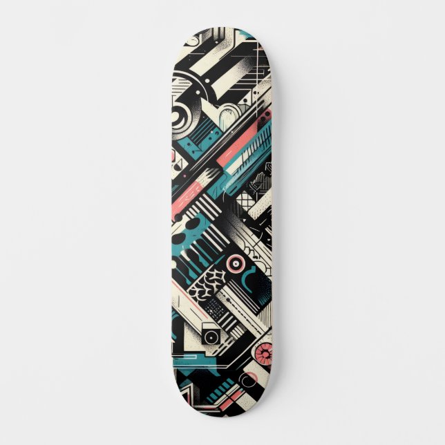 Retro-Futuristic Tech Street Art Skateboard 6 (Framsida)