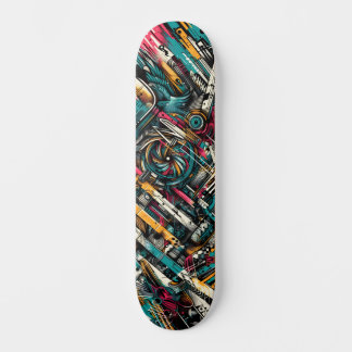 Retro-Futuristic Tech Street Art Skateboard 9