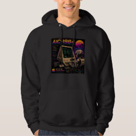 Retro Futuristisk AI Robot Dator Vaporwave Neon Hoodie