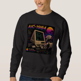 Retro Futuristisk AI Robot Dator Vaporwave Neon Lång Ärmad Tröja